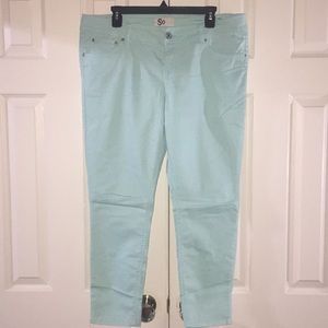 Stretch skinny Tiffany blue jeans